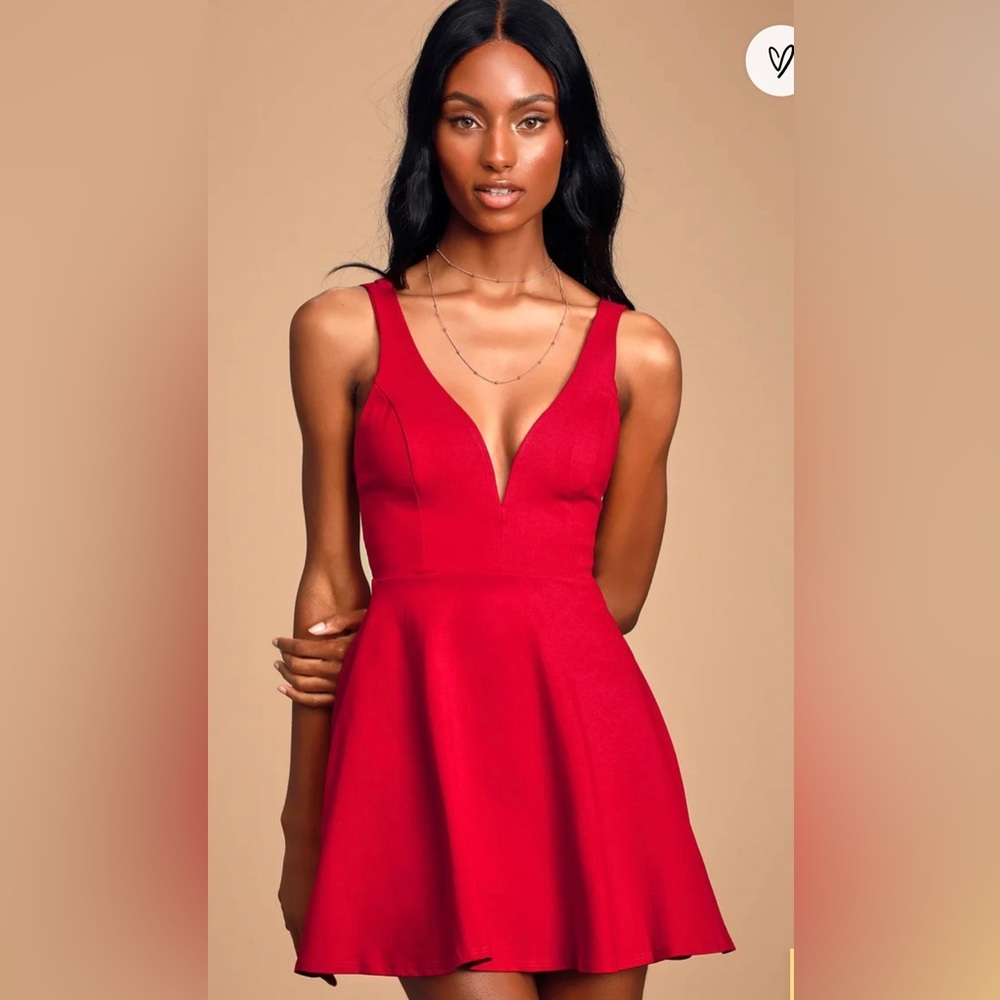 Lulus Love Galore Red Skater Dress | XS |